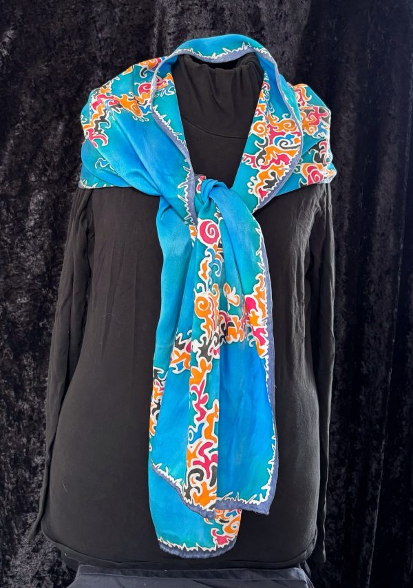 Vibrant Ocean-Inspired Scarf with Colorful Patterns