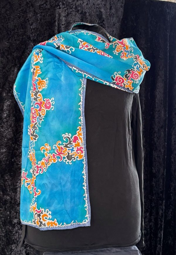 Vibrant Ocean-Inspired Scarf with Colorful Patterns - Image 2