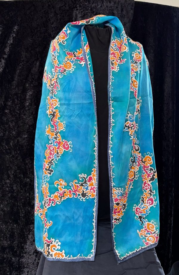 Vibrant Ocean-Inspired Scarf with Colorful Patterns - Image 3