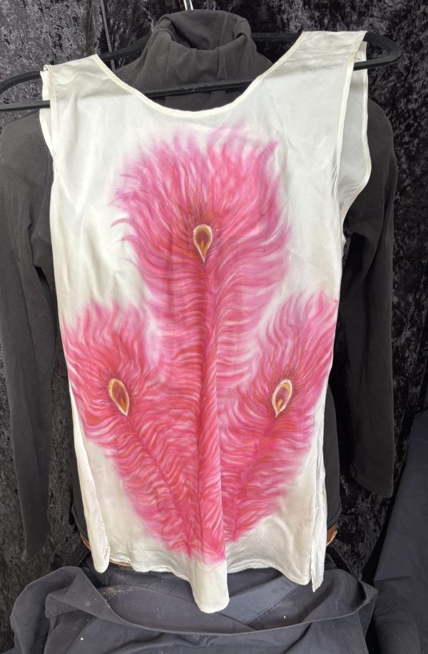 Pink peacock feather camisole top